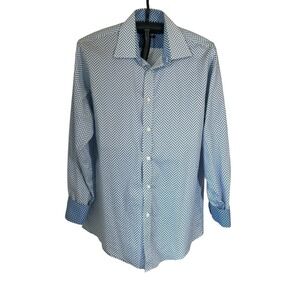 Sean John Long Sleeve Blue White French Cuff Button Down Men's Size 16‎ - 34/35